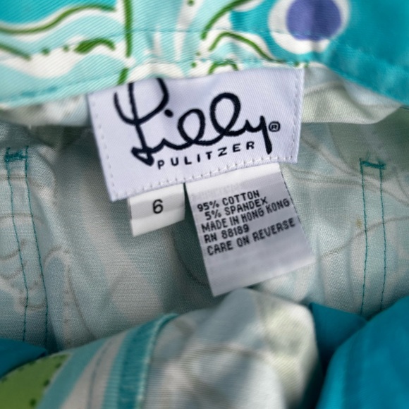 Lilly Pulitzer Teal & Green Pants Fish Pattern Size 6 - Picture 5 of 11
